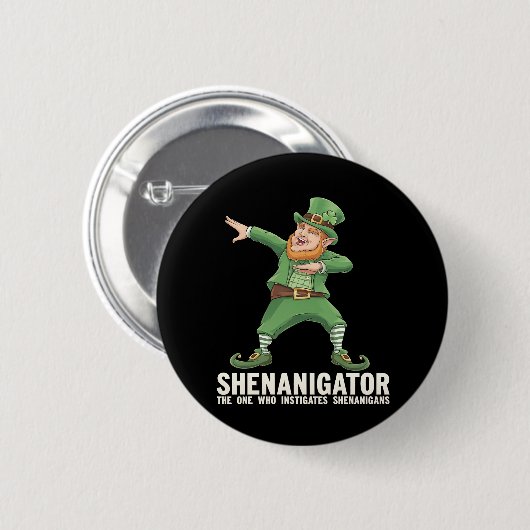 Shenanigator Dabbing Leprechaun St Patrick's Day Button (Vorne & Hinten)