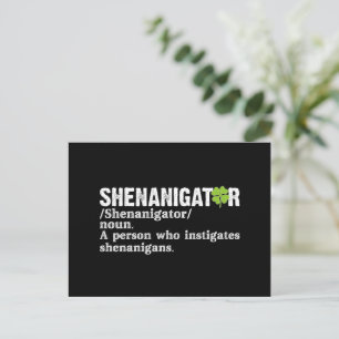 Shenanigator Definition St. Patricks Tag Feiertagspostkarte