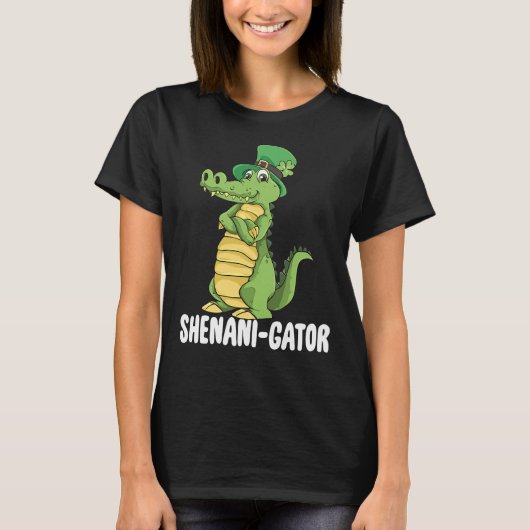 Shenanigator Saint Patrick Day Irish Alligator Sie T-Shirt (Vorderseite)