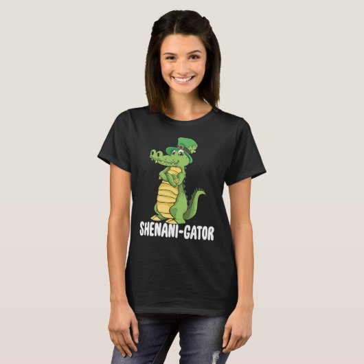 Shenanigator Saint Patrick Day Irish Alligator Sie T-Shirt (Vorne ganz)