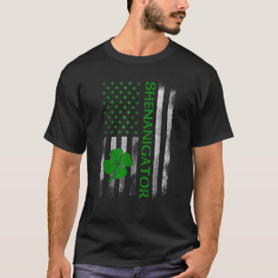 Shenanigator St Patrick's Day Irish American Flag T-Shirt