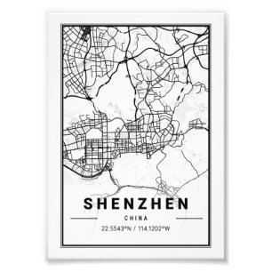 Shenzhen - China - China Light City Map Fotodruck