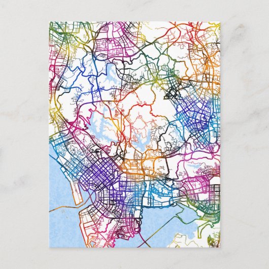 Shenzhen China City Map Postkarte (Vorderseite)