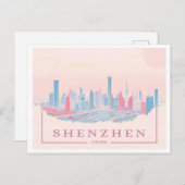Shenzhen China Futuristic Skyline Pastel Travel Postkarte (Vorne/Hinten)