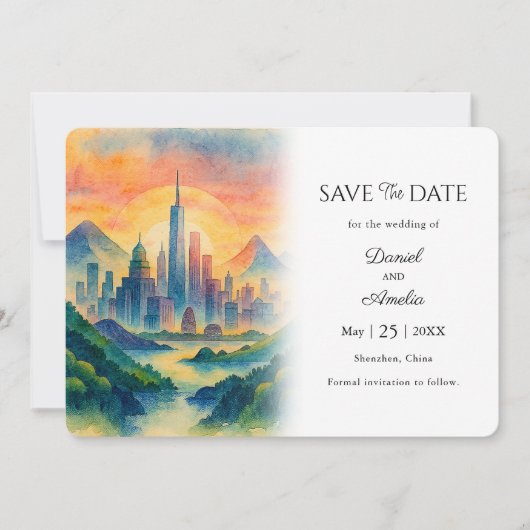 Shenzhen, China Zielkarte Save the Date (Vorderseite)