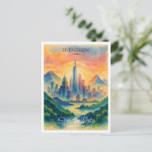 Shenzhen China Zielort Save the Date Postkarte (Stehend Vorderseite)