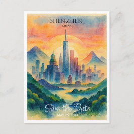 Shenzhen China Zielort Save the Date Postkarte