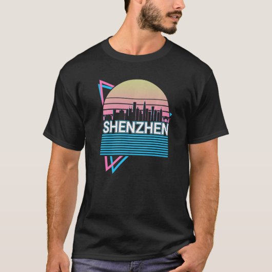 Shenzhen City Skyline Cityscape Retro T-Shirt (Vorderseite)