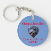 Shepadoodle Portrait Unbedingte Liebe Blau Schlüsselanhänger (Vorderseite)