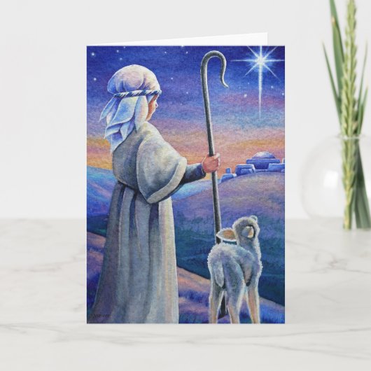 Shepherd Boy Lamb & Star Watercolor Art Karte (Vorderseite)