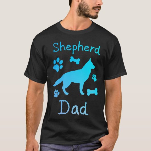 Shepherd Dad Black and Blue Personalized T-Shirt (Vorderseite)