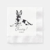 Shepherd Dog Cheers Dog Custom Cocktail Napkin Serviette (Vorderseite)