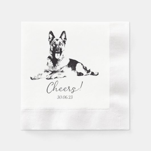 Shepherd Dog Cheers Dog Custom Cocktail Napkin Serviette (Vorderseite)