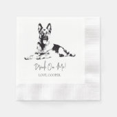 Shepherd Drink on Me Hund Custom Cocktail Napkin Serviette (Vorderseite)