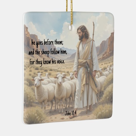 Shepherd goes before them Bible Scripture Keramikornament (Rechts)