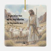 Shepherd goes before them Bible Scripture Keramikornament (Rückseite)