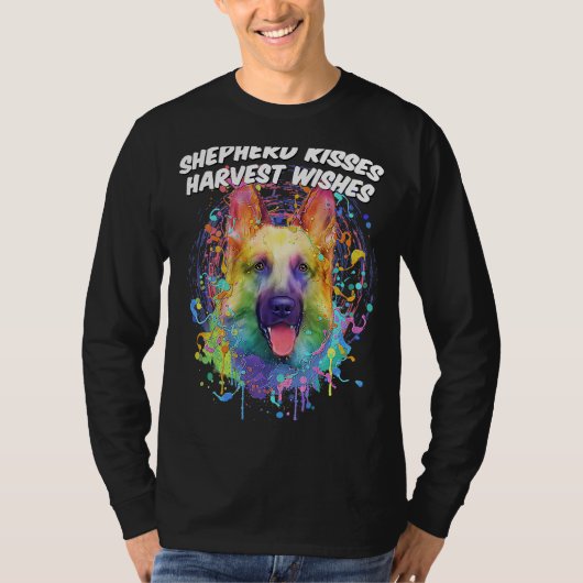 Shepherd Kisses Harvest Wishes German Shepherd Ani T-Shirt (Vorderseite)