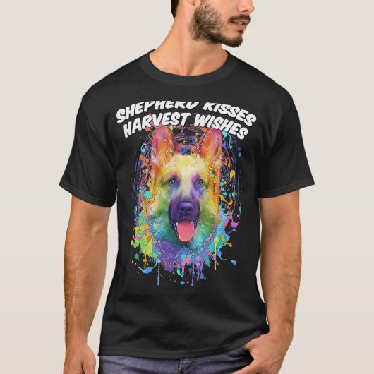 Shepherd Kisses Harvest Wishes German Shepherd Ani T-Shirt (Vorderseite)