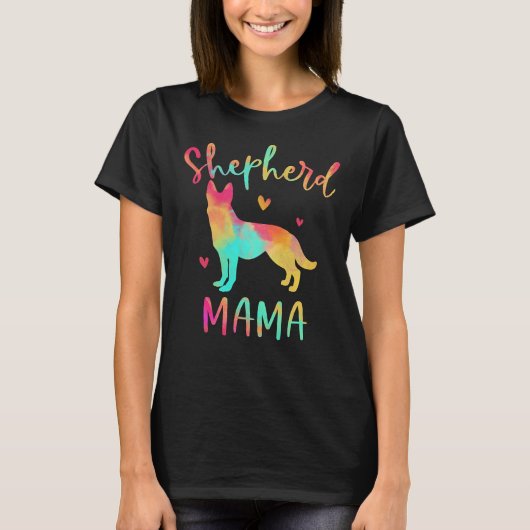 Shepherd Mama Colorful German Shepherd T-Shirt (Vorderseite)