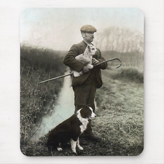 "Shepherd mit Border-Collie und Lamm " ~Mousepad Mousepad (Vorne)