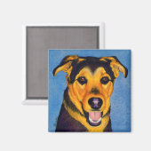 Shepherd Mix Dog Magnet - "Caesar" (Vorderseite/Rückseite)