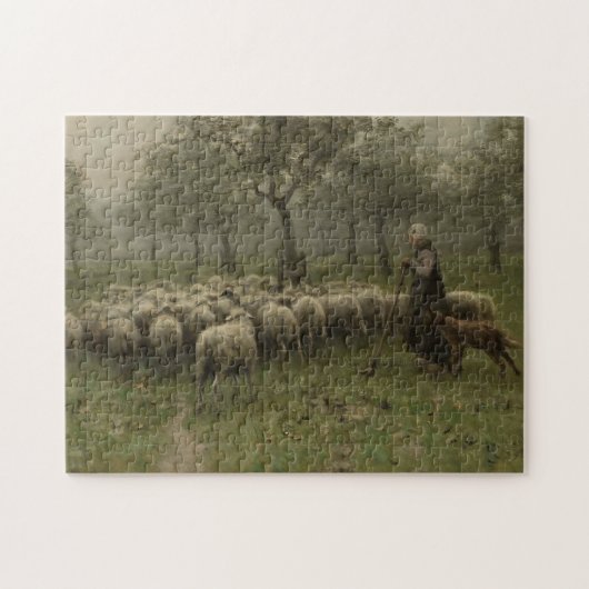 Shepherdess mit einer Menge der Schafe, Puzzle (Horizontal)