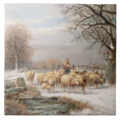 Shepherdess mit ihrer Menge in einer Fliese (Vorderseite)