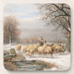 Shepherdess mit ihrer Menge in einer Getränkeuntersetzer