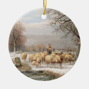 Shepherdess mit ihrer Menge in einer Keramikornament
