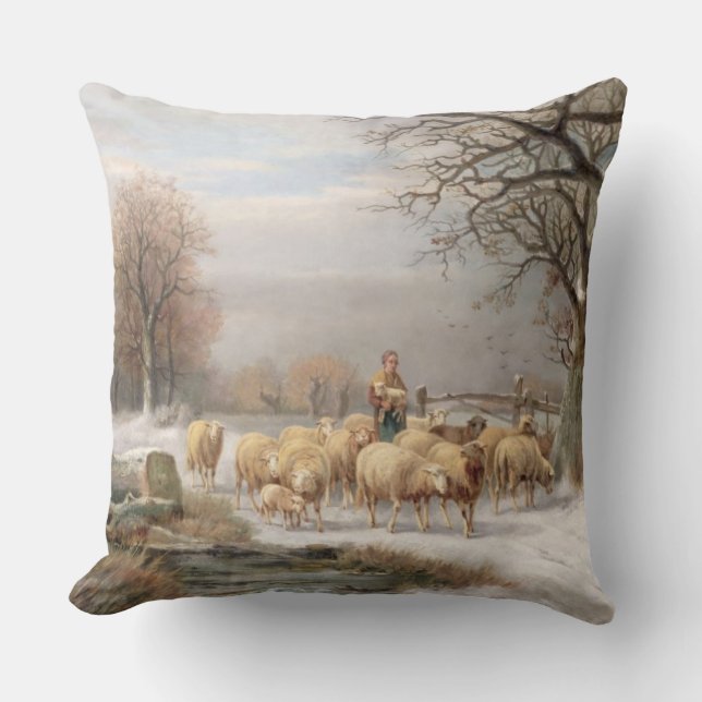 Shepherdess mit ihrer Menge in einer Kissen (Vorderseite)