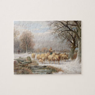 Shepherdess mit ihrer Menge in einer Puzzle