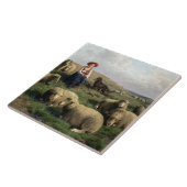 Shepherdess mit Schafen in einer Landschaft Fliese (Seite)