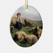Shepherdess mit Schafen in einer Landschaft Keramikornament (Rechts)