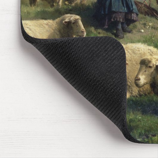 Shepherdess mit Schafen in einer Landschaft Mousepad (Ecke)