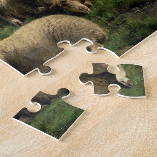 Shepherdess mit Schafen in einer Landschaft Puzzle (Seite)