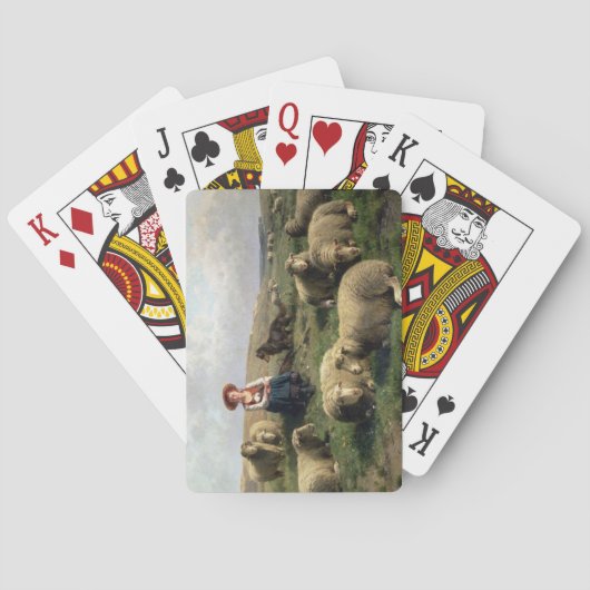 Shepherdess mit Schafen in einer Landschaft Spielkarten (Rückseite)