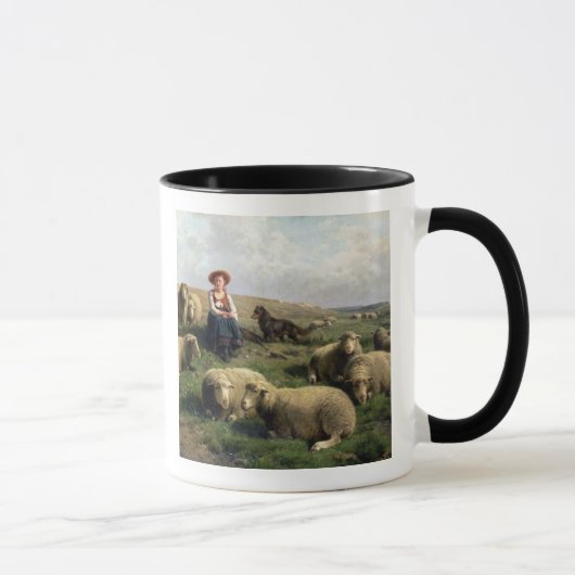 Shepherdess mit Schafen in einer Landschaft Tasse (Rechts)
