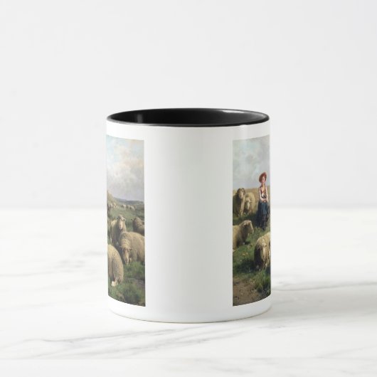 Shepherdess mit Schafen in einer Landschaft Tasse (Zentrum)