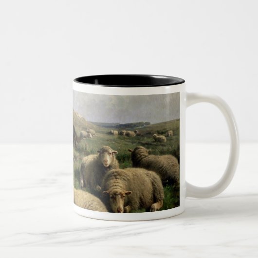 Shepherdess mit Schafen in einer Landschaft Zweifarbige Tasse (Rechts)