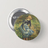 Shepherdess von Camille Pissarro, Vintage Kunst Button (Vorne & Hinten)