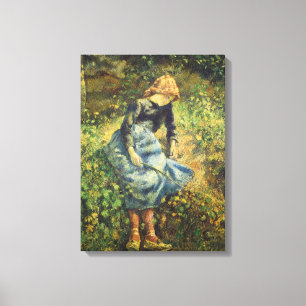 Shepherdess von Camille Pissarro, Vintage Kunst Leinwanddruck