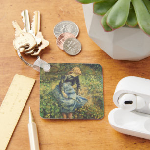 Shepherdess von Camille Pissarro, Vintage Kunst Schlüsselanhänger