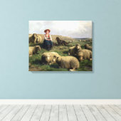 Shepherdeß with Sheep in a Landscape Leinwanddruck (Insitu (Holzboden))