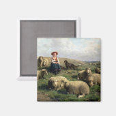 Shepherdeß with Sheep in a Landscape Magnet (Vorderseite/Rückseite)