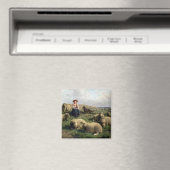Shepherdeß with Sheep in a Landscape Magnet (In Situ (Geschirrspüler))