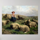 Shepherdeß with Sheep in a Landscape Poster (Vorne)