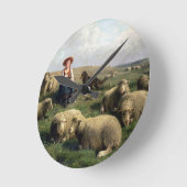Shepherdeß with Sheep in a Landscape Runde Wanduhr (Winkel)
