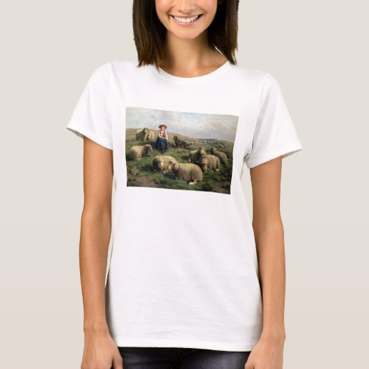 Shepherdeß with Sheep in a Landscape T-Shirt (Vorderseite)