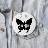 SHER/HER Diva Butterfly Round White Button (Beispiel)