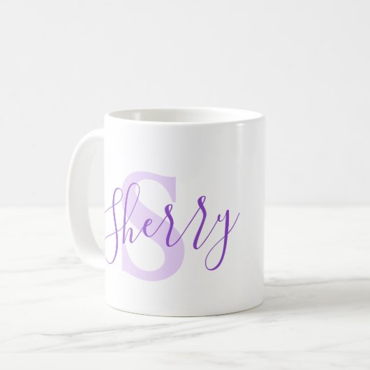 Sherame bedeutet Monogramm S lila Kaffeetasse (Vorderseite Links)